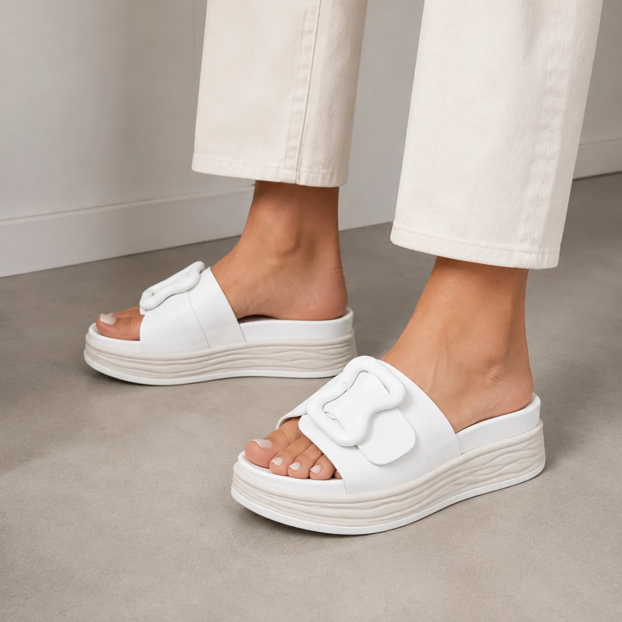 Sandale Compense pour femme 23491 blanc  miniature